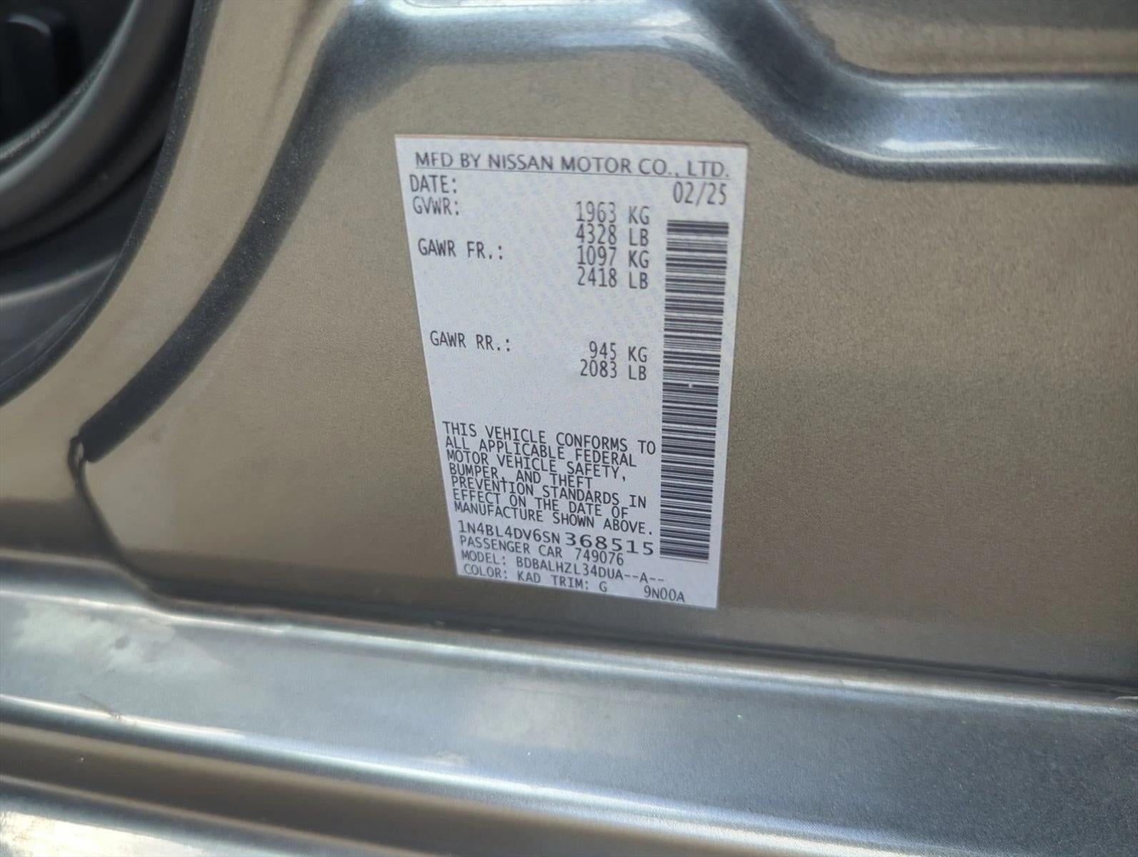 2025 Nissan Altima SV FWD