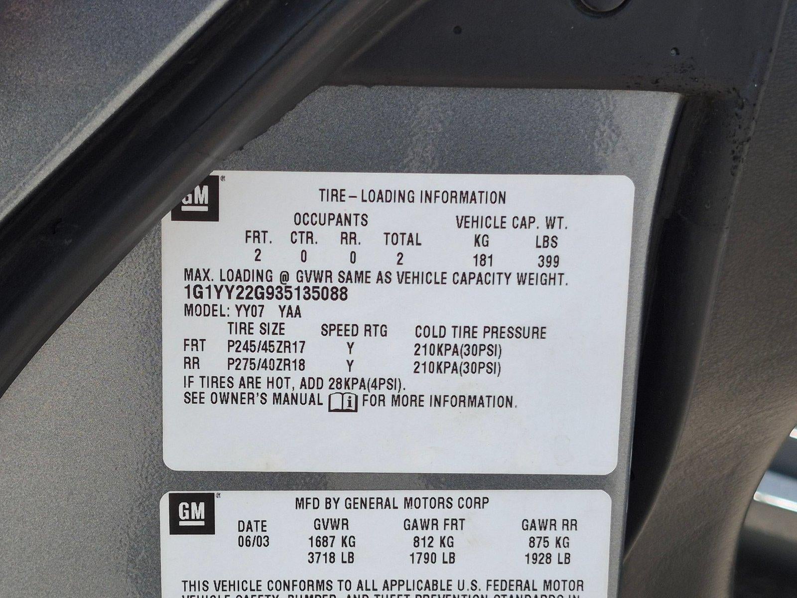 2003 Chevrolet Corvette Base