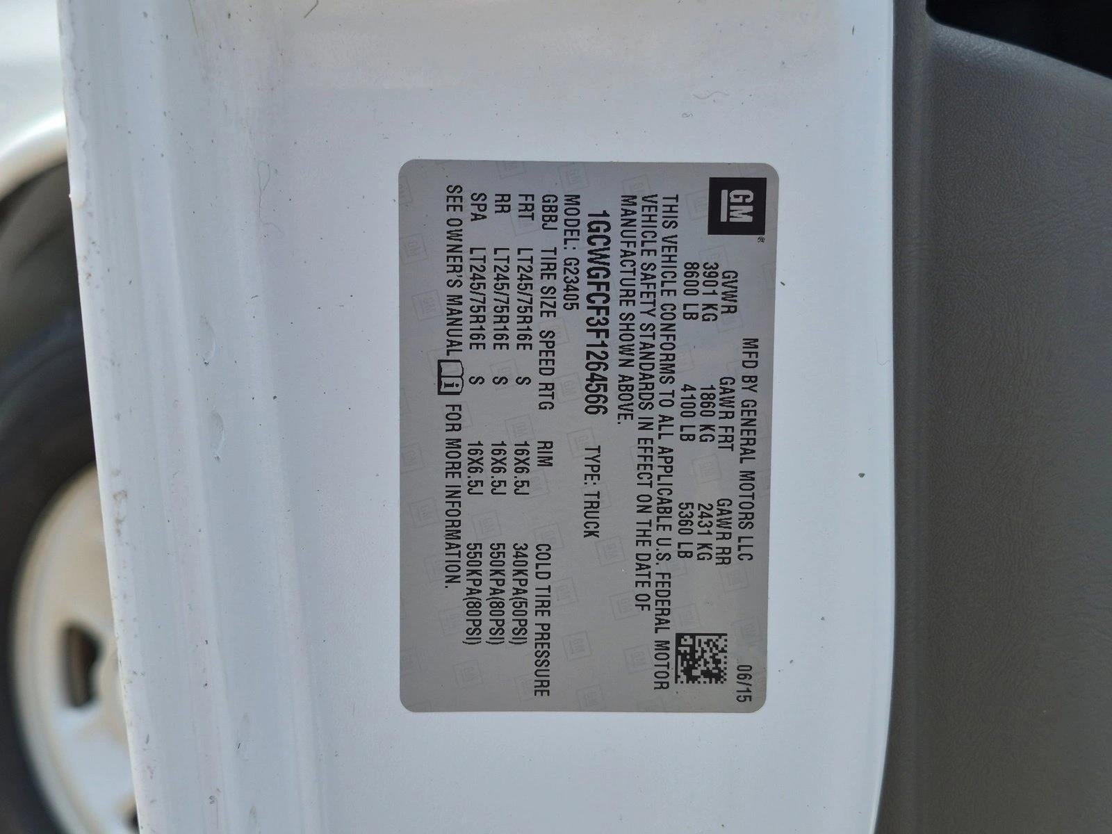 2015 Chevrolet Express Cargo Van 2500 Regular Wheelbase Rear-Wheel Drive