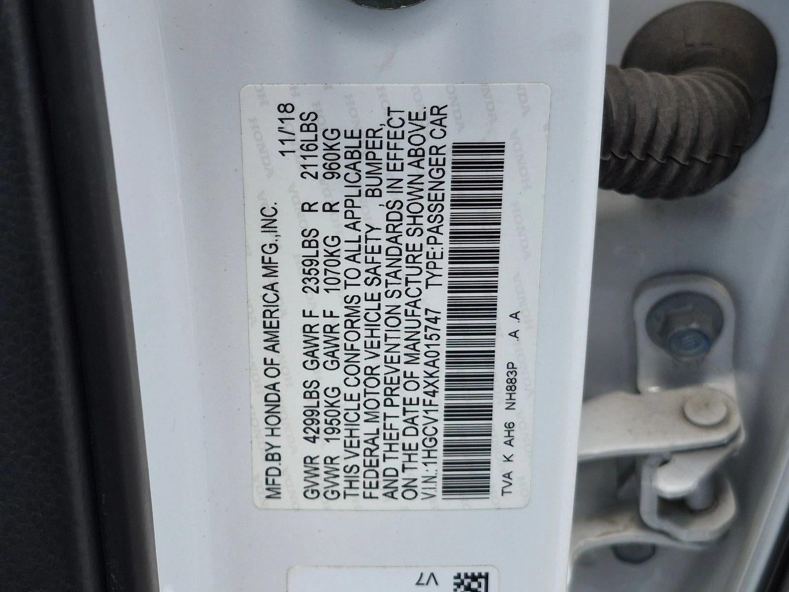 2019 Honda Accord Sedan EX 1.5T CVT