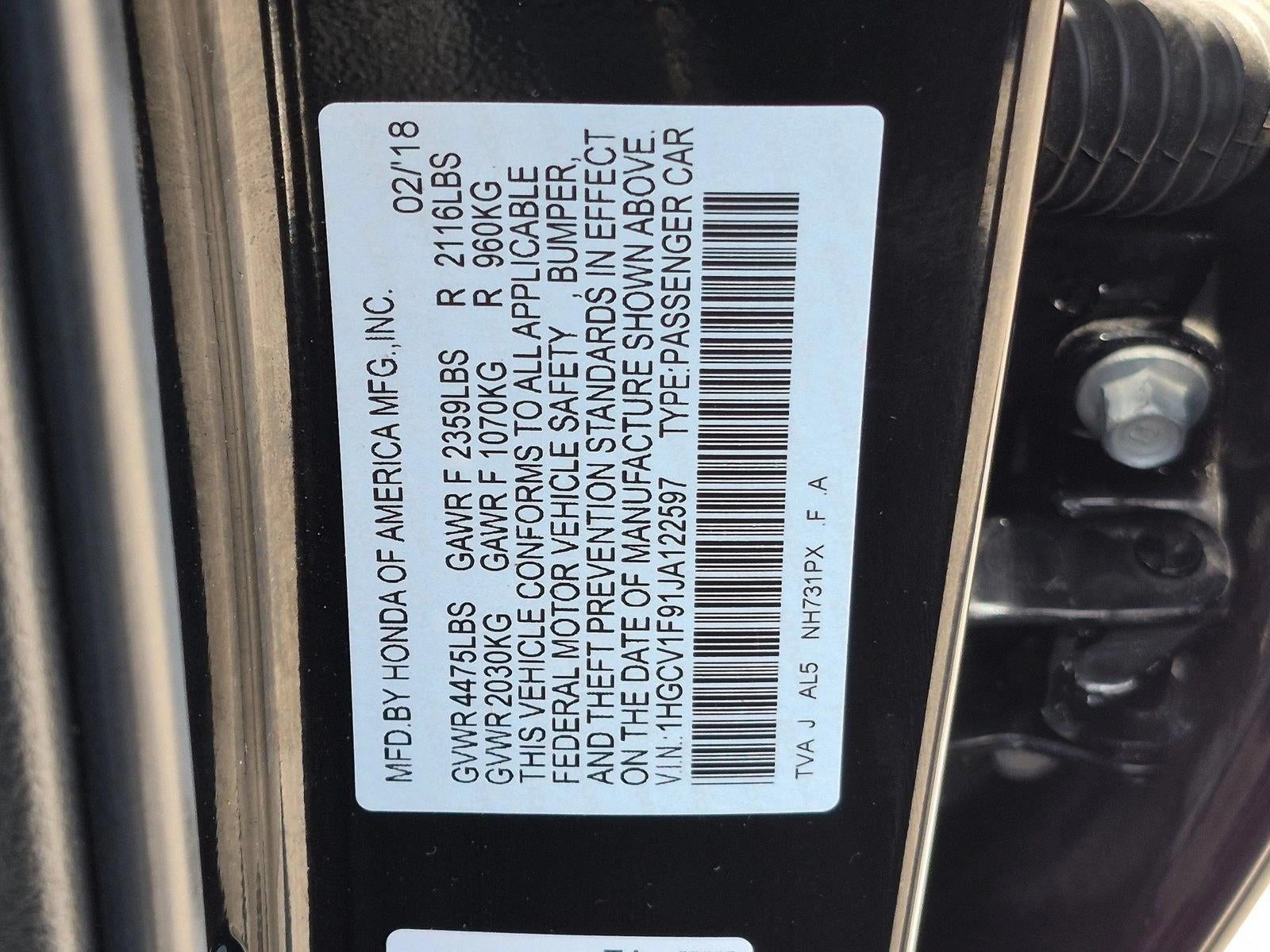 2018 Honda Accord Sedan Touring 1.5T CVT