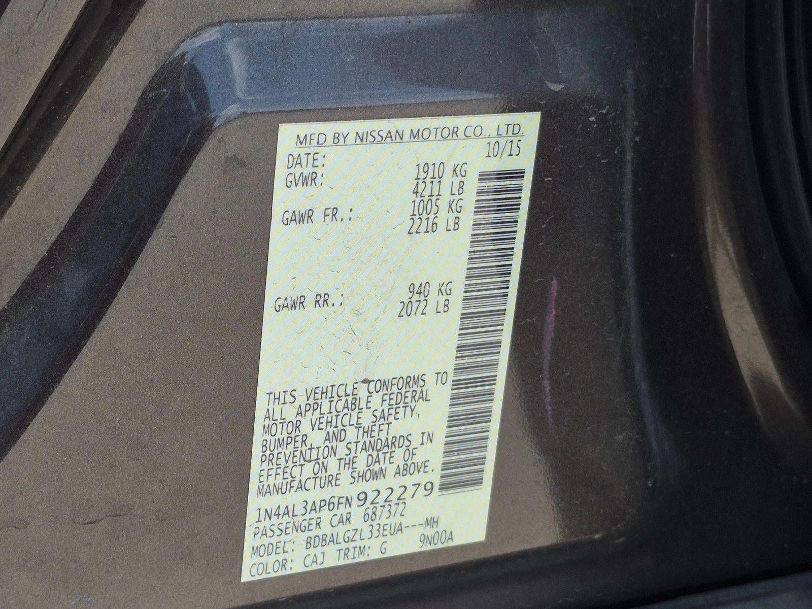 2015 Nissan Altima 4dr Sdn I4 2.5 S