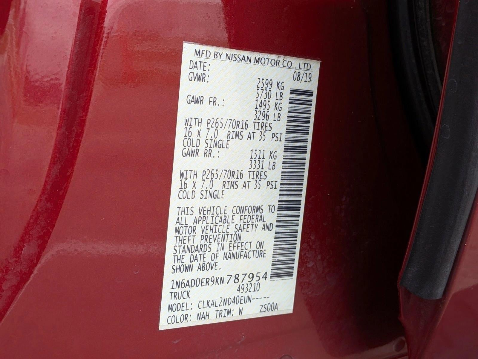 2019 Nissan Frontier Crew Cab 4x2 SV Auto