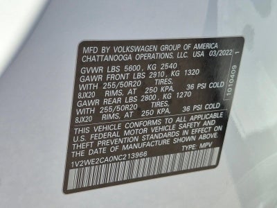 2022 Volkswagen Atlas Cross Sport 3.6L V6 SE w/Technology FWD