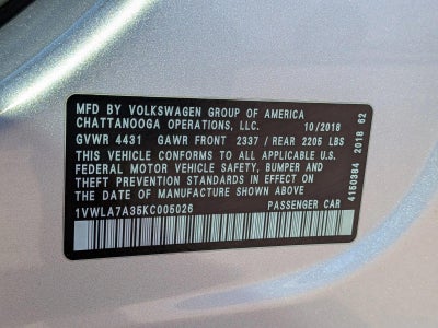 2019 Volkswagen Passat 2.0T Wolfsburg Edition Auto