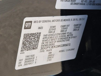 2021 Chevrolet Silverado 1500 Crew Cab Short Box 4-Wheel Drive LT 2FL