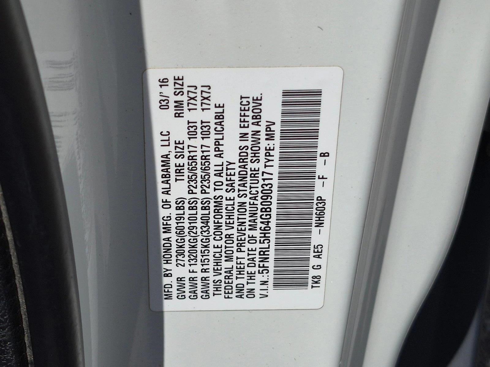 2016 Honda Odyssey EX-L with Navigation