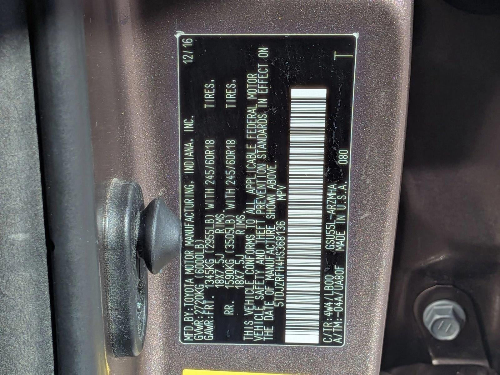 2017 Toyota Highlander XLE V6 AWD (Natl)