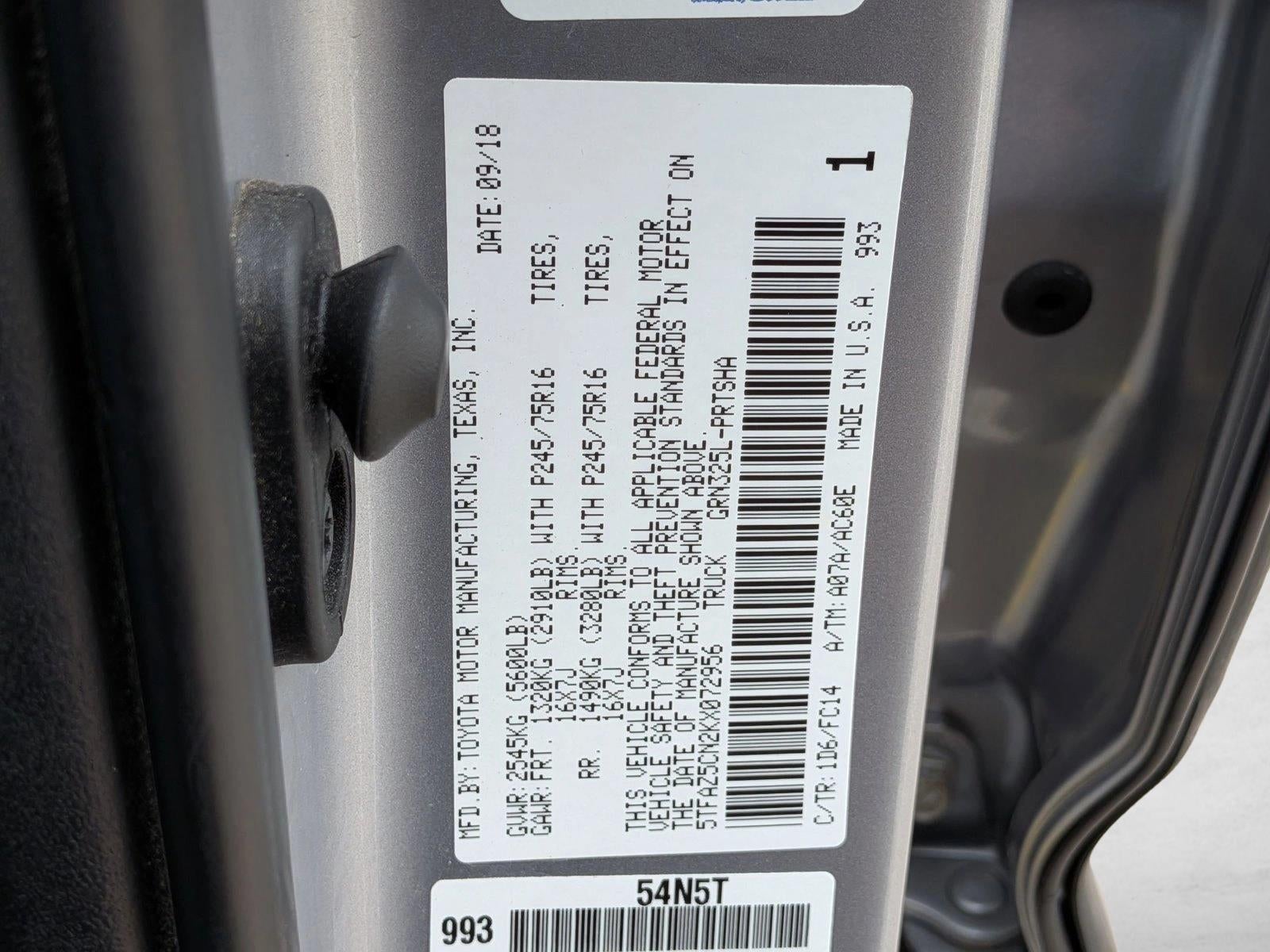 2019 Toyota Tacoma 2WD 2WD SR5 Double Cab 5' Bed V6 AT (Natl)