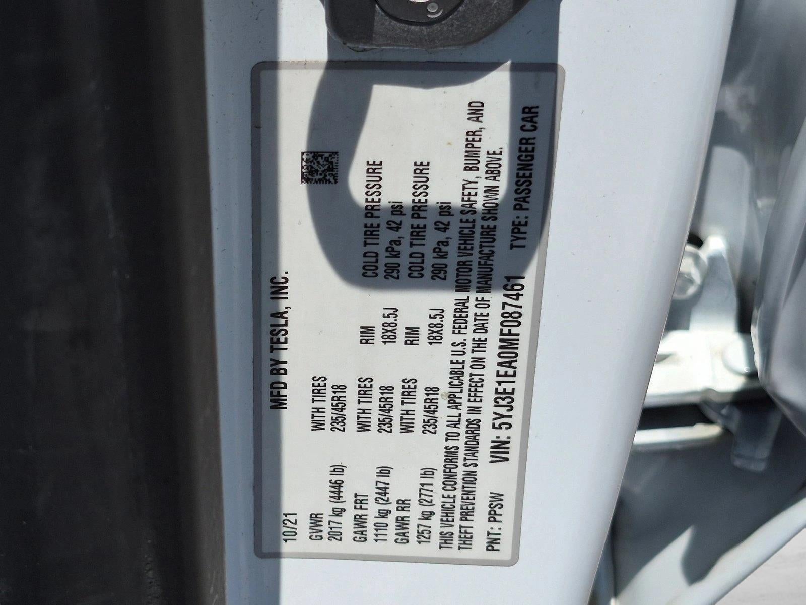 2021 Tesla Model 3 Standard Range Plus RWD