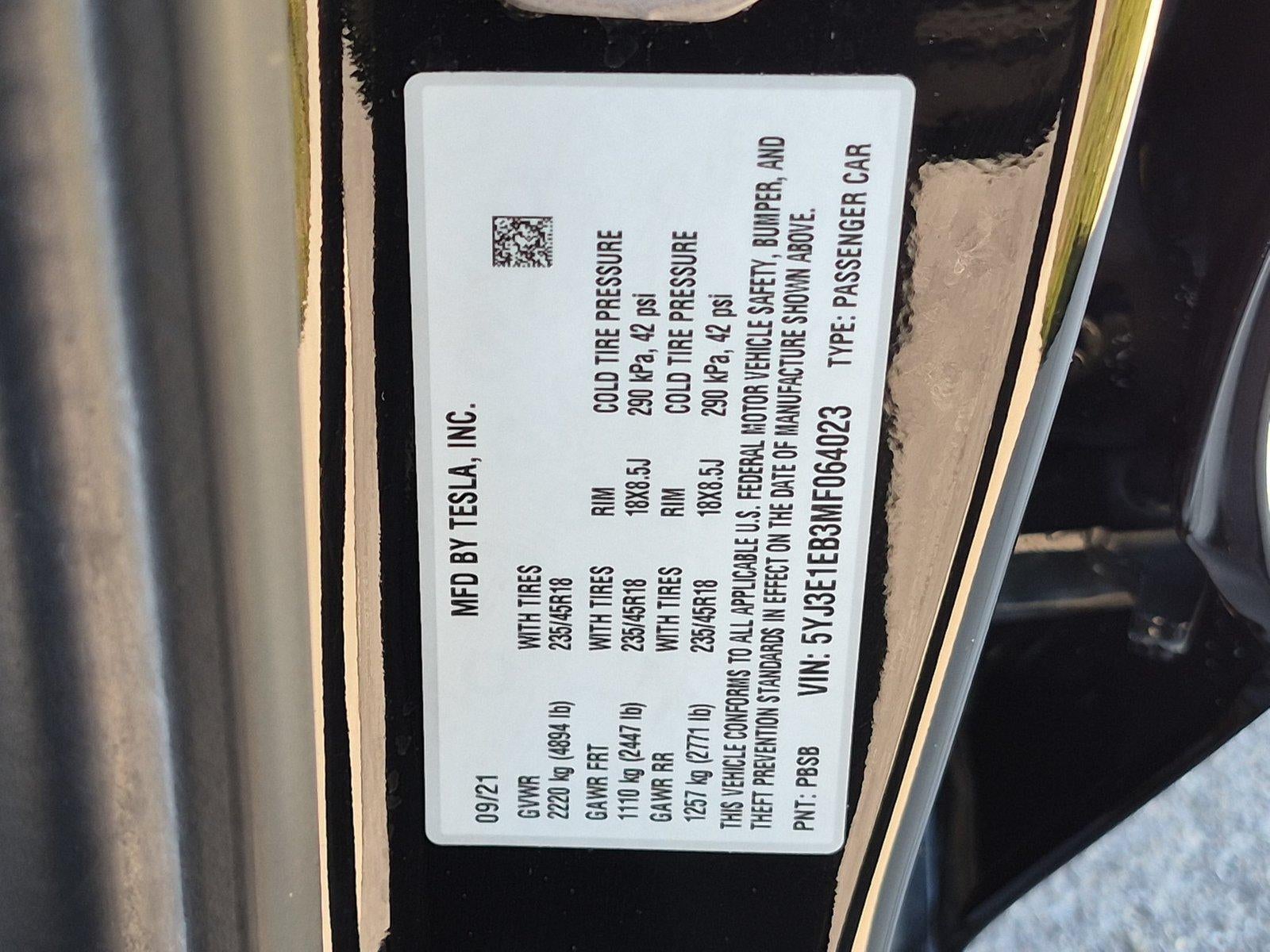 2021 Tesla Model 3 Long Range AWD